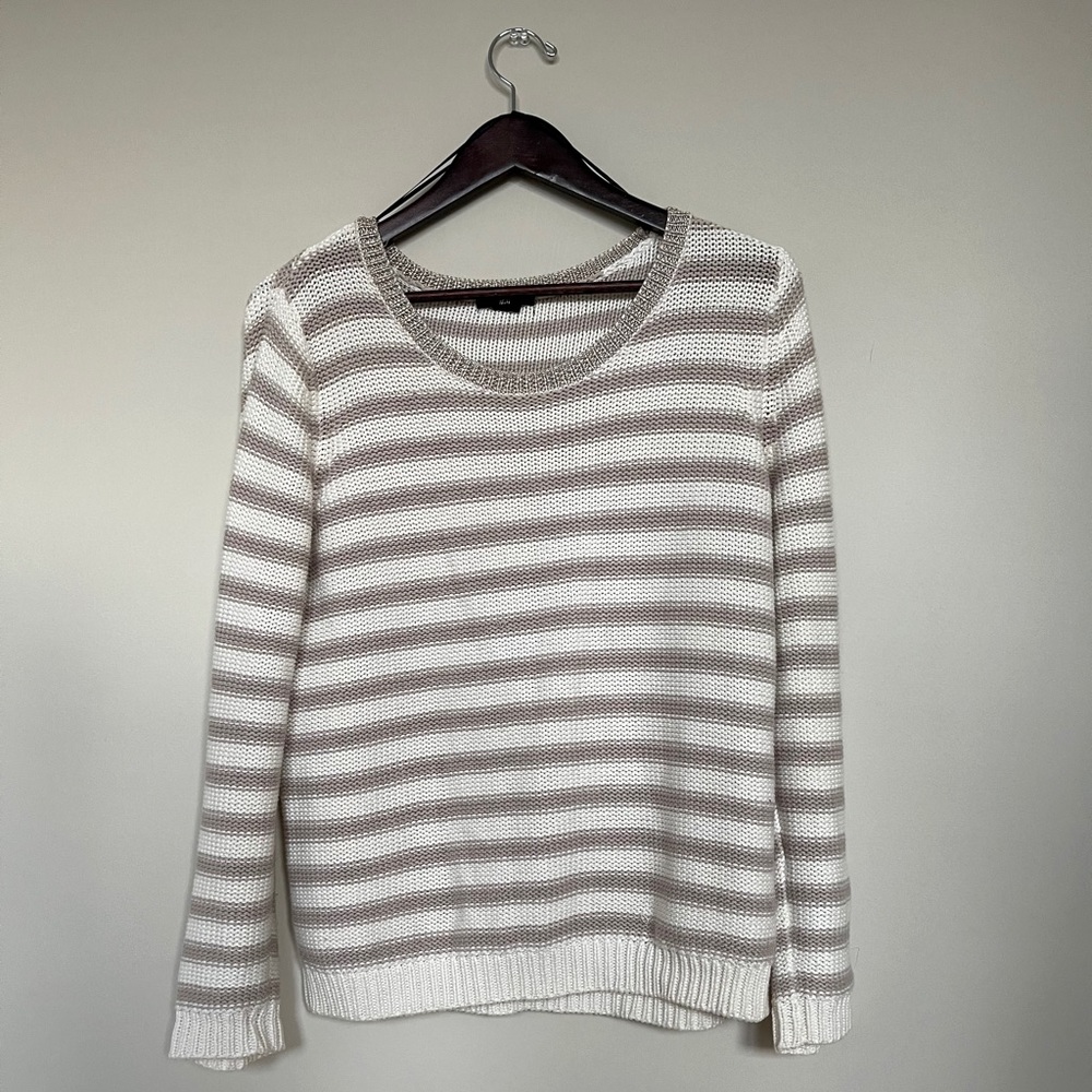 Cream and tan striped sweater